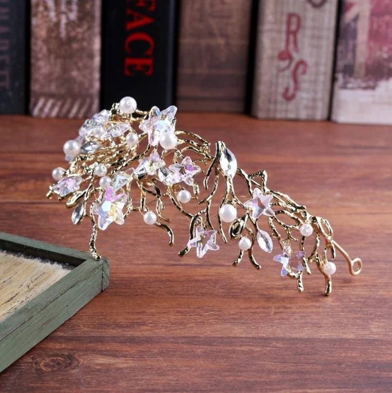 Розовый цветок Свадебные короны Ретро барокко свадебные аксессуары для волос