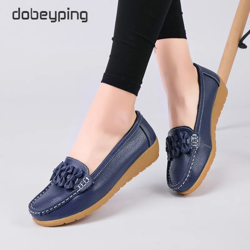 Spring Autumn Genuine Leather Loafers Women Slip On Female Shoes Moccasins Soft Ladies Footwear Butterfly Bow Women's Flats Shoe