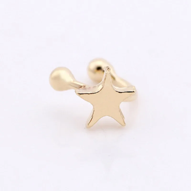 Женская серьга в виде клипсы пентаграмма Звезда Любовь Луна ухо клип серьги не