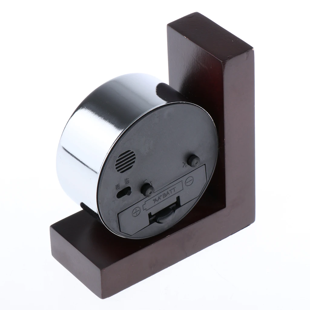 

Retro Style Wood L-shaped Alarm Clock Table Non-ticking Clock Home Decor