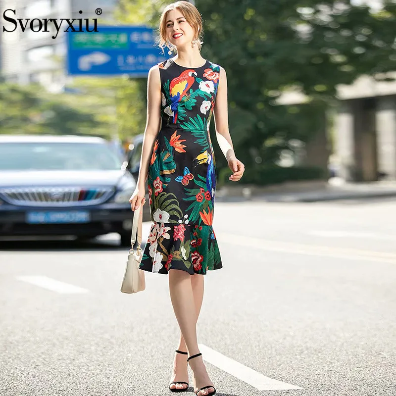 Женское винтажное платье Русалка Svoryxiu разноцветное Элегантное без рукавов с