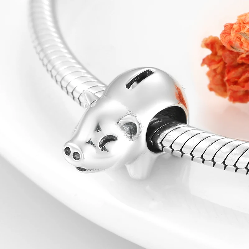 Новая коллекция 925 Стерлинговое Серебро свинка Копилка бусы для изготовления