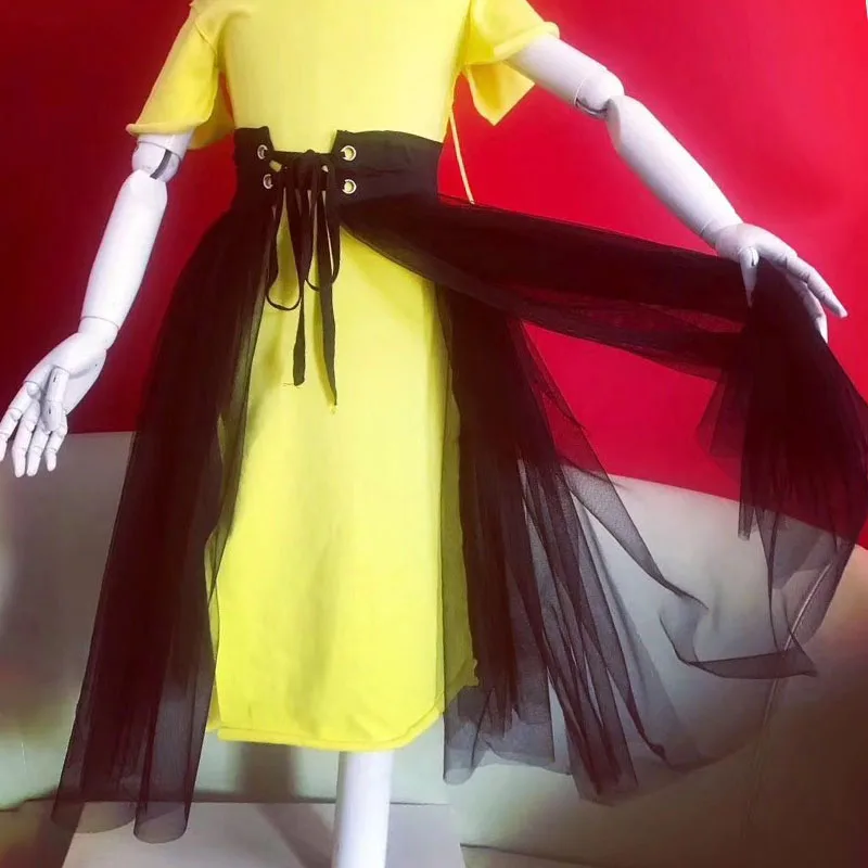 Летний комплект из 2 предметов для девочек детское вязаное платье + юбка-пачка