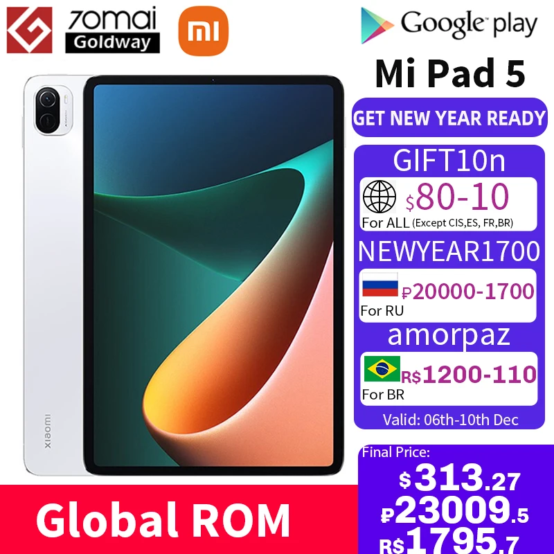 Планшеты Xiaomi Pad 5 с глобальной прошивкой, Восьмиядерный процессор Snapdragon 860, 128 ГБ/256 ГБ, камера 13 МП, экран 11 дюймов 2,5 K, 8720 мАч, MI Tablet 5, версия CN