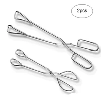 2 pcs stainless clip bbq tongs kitchen tongs clip clamp stainless steel food tongs cooking scissors tongs buffet pliers