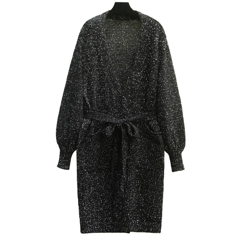 

Coat Lady Spring Autumn Lazy Style Long Sleeve Sweater with Belt Loose Casual Temperament Cardigan Women