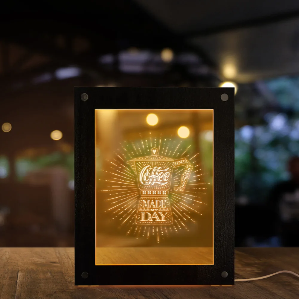 Кофе сделал мой день светодиодный ночник рамка Кофейня Бар декор стола Новинка