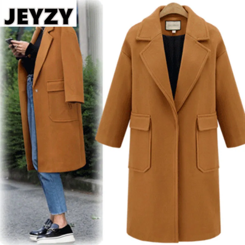 

Autumn Winter Long Coat Women 2020 Casual Plus Size Slim Solid Soft Wool Blazers Jacket Female Elegant Loose Overisze Outwear