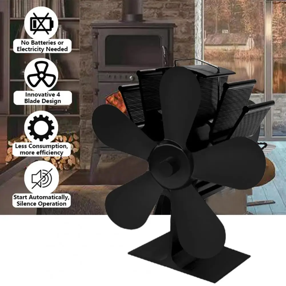 Низкошумный металлический вентилятор для дровяной плиты с 5 лезвиями