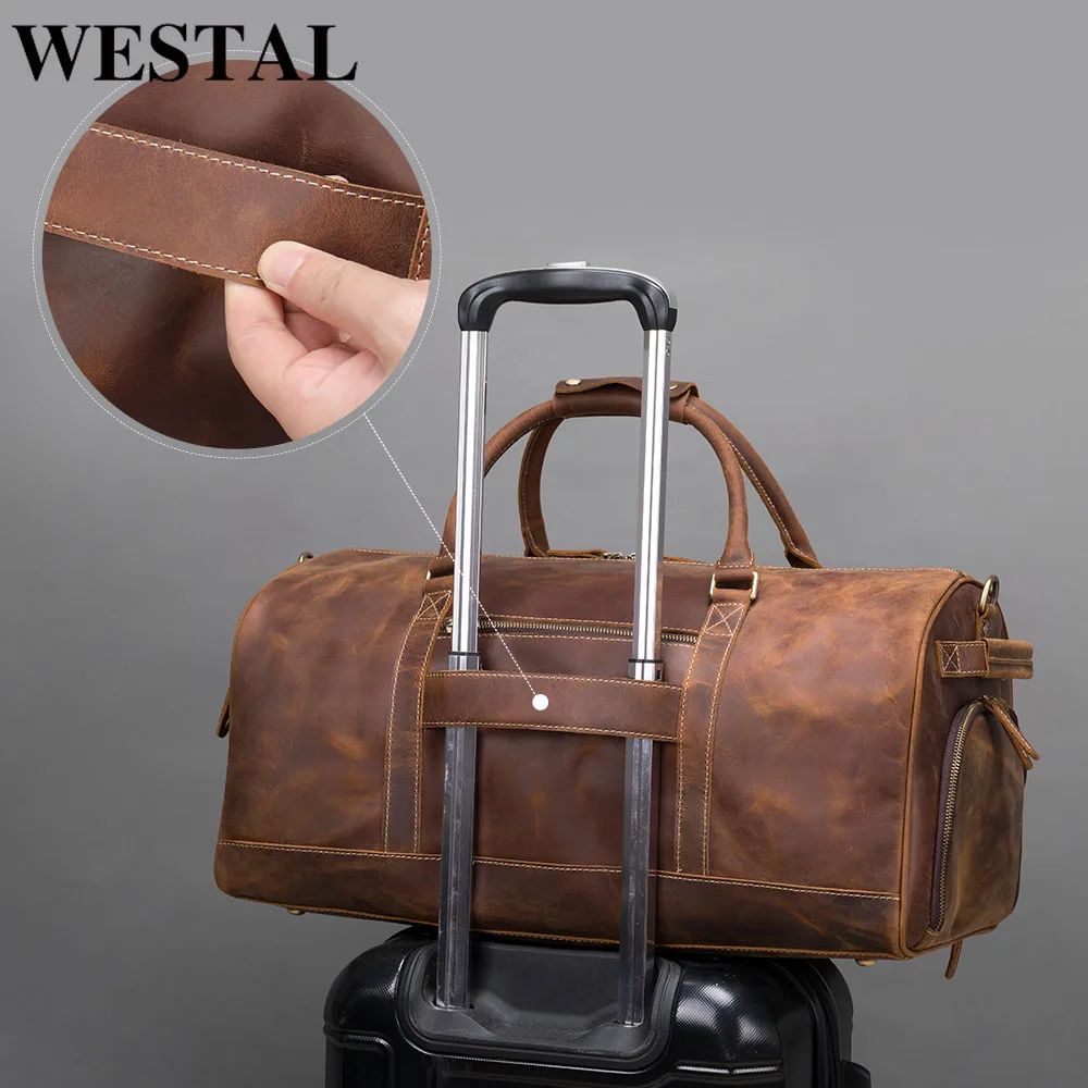 

Сумка WESTAL Мужская для ноутбука 14 дюймов, саквояж на плечо из натуральной кожи, чемоданчик с карманом для обуви