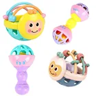 Мягкие резиновые Juguetes Bebe мультфильм пчела ручной стук погремушка гантель ранняя развивающая игрушка для детей ручной Детские игрушки с колокольчиком От 0 до 2 лет