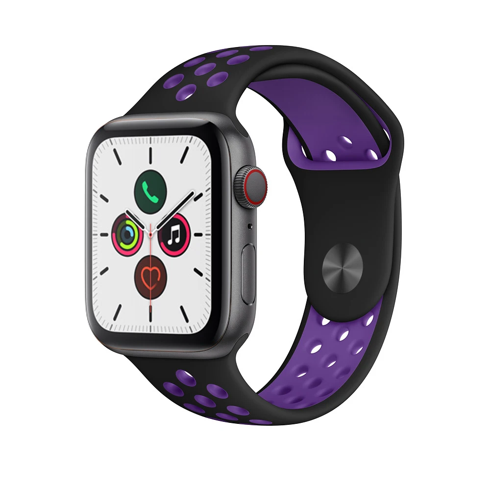 Силиконовый ремешок для apple watch 5 4 band correa apple watch 44 мм 40 мм 42 мм 38 мм iwatch 5 4 3 2 1 спортивный браслет на запястье - Цвет ремешка: Black Hyper Grape