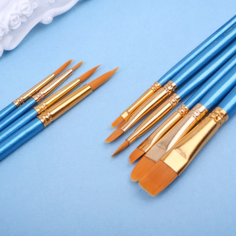 10Pcs Watercolor Paiting Brush Pen Nylon Hair Drawing Artist Paint Point Tip Set dropshipping