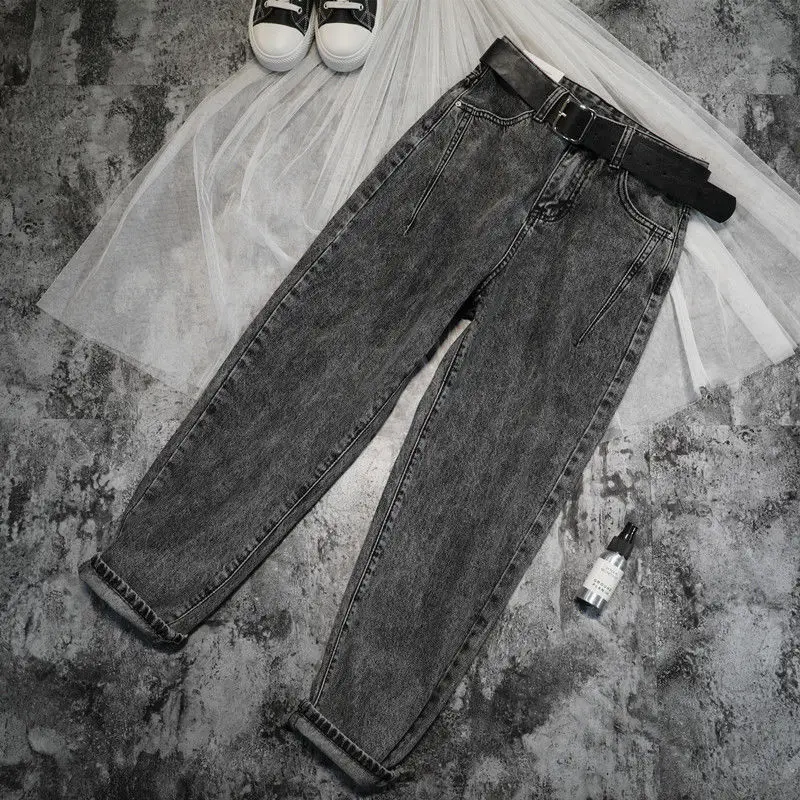 

Jeans Taille Koreaanse Hoge Vrouwen Harembroek Losse Casual Plus Size High Street Denim Broek Pantalon Femme Vintage Riem PT568