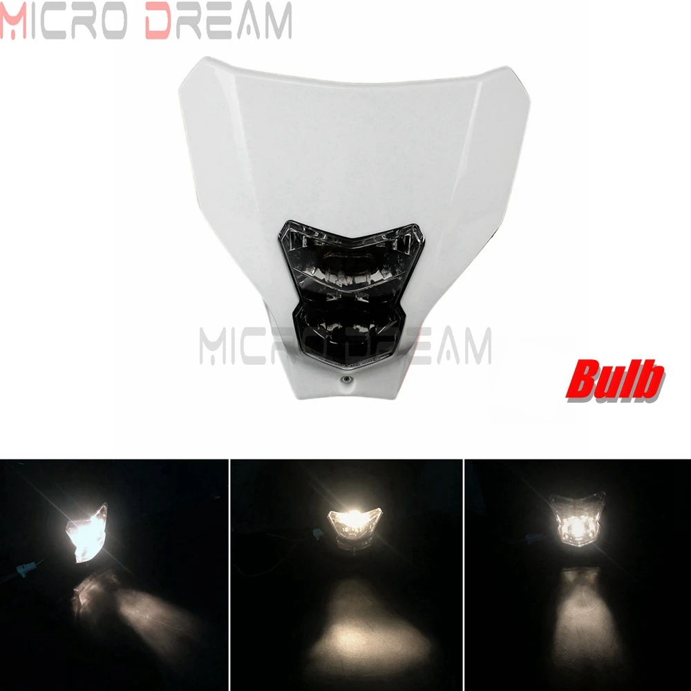 Bulb White Универсальный 12 В светодиодный мотоциклетный головной светильник для грязного велосипеда Кроссовый двойной спортивный головной светильник для Honda CRF450L CRF450XR Enduro Supermoto - Цвет: Bulb White
