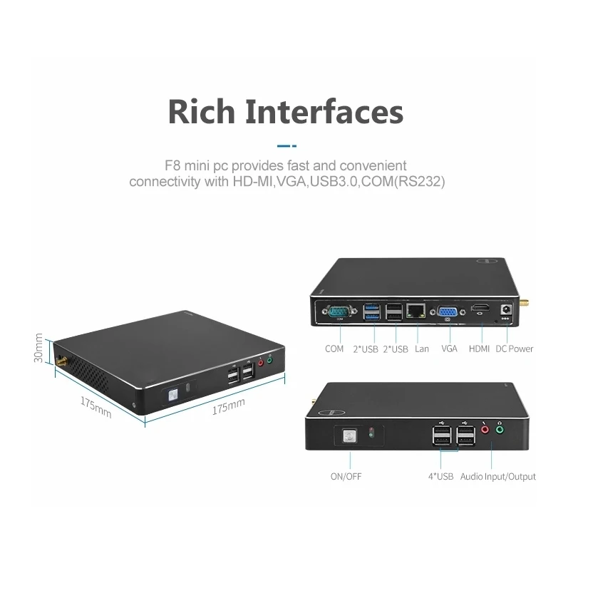 Тонкий настольный компьютер 8 ГБ ОЗУ 1 ТБ Windows 10 Intel Core I7 Мини ПК USB 3 0 HDMI VGA 1080P Play