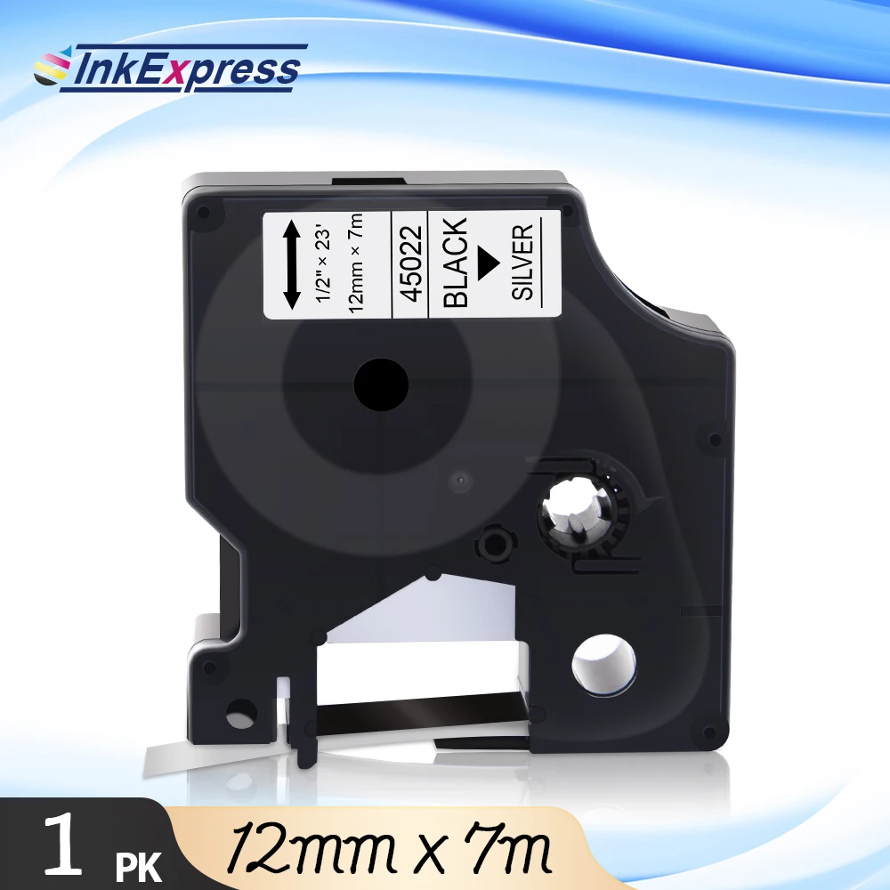 

Кассета для Этикеток DYMO D1, 12 мм, 45022, 45022, 45013, черный на серебристом