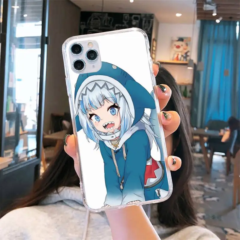 

Gawr gura shark fanart Phone Case Transparent soft For iphone 5 6 7 8 11 12 s c se plus mini x xs xr pro max cover shell funda
