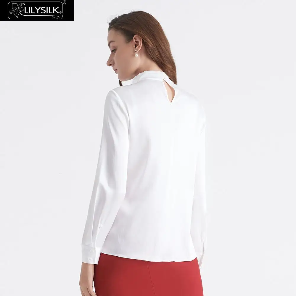 LilySilk блузка женская со стоячим воротником Новинка