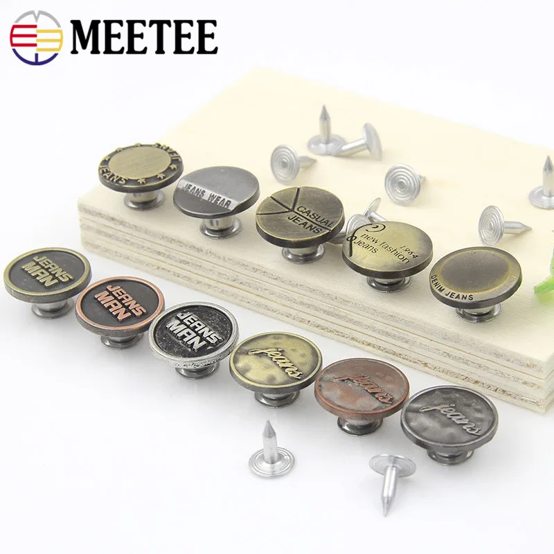 Meetee 17 мм металлическая Мужская и женская джинсовая пуговица для куртки украшение