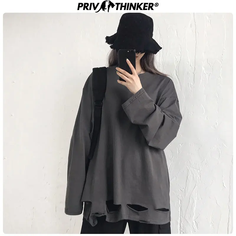 Privathinker футболка с длинным рукавом для женщин 2020 весна осень хлопок повседневная