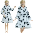 BJDBUS 1x Модный зимний наряд для куклы, меховое пальто с белым леопардовым узором, куртка, блузка, одежда для девочек, аксессуары для кукол Барби, игрушки