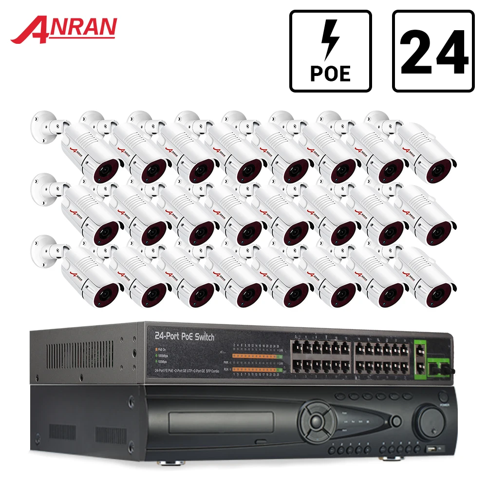 ANRAN система безопасности камеры 24CH H.264 NVR POE переключатель CCTV Onvif 1080P HD наружная IP