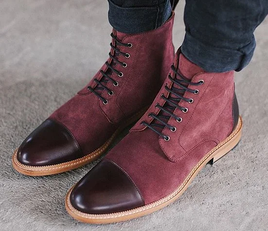 Мужские ботинки на плоской подошве шнуровке из искусственной замши кожи | Спорт и