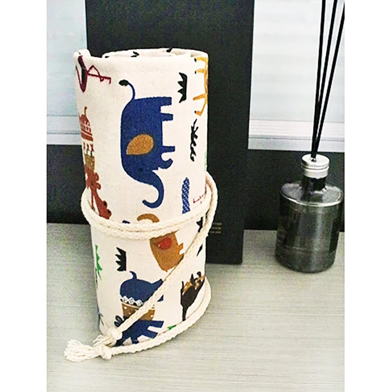 

Pencil Bag 48-Hole Holder Canvas Colourful Artist Brush Roll Up Wrap Curtain Pen Case Large Capacity