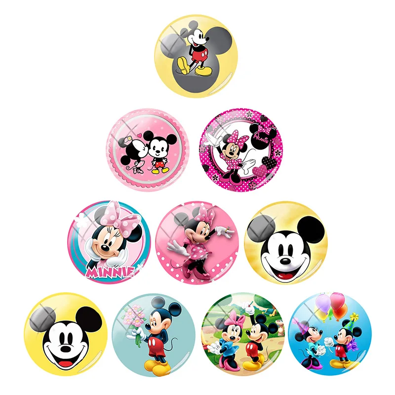 Стеклянный кабошон для фото с изображением Микки Мауса 12 мм/15 мм/16 мм/18 мм/20
