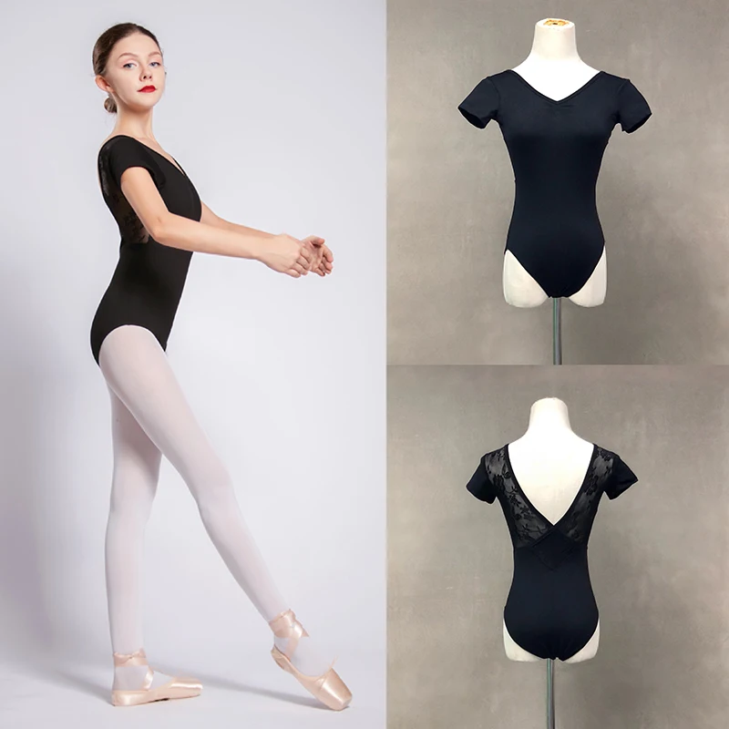

Ballet Leotards Adult 2021 Summer New Lace Short Sleeve Practice Ballet Dancing Costume Women Gymnastics Leotard Dance Coverall