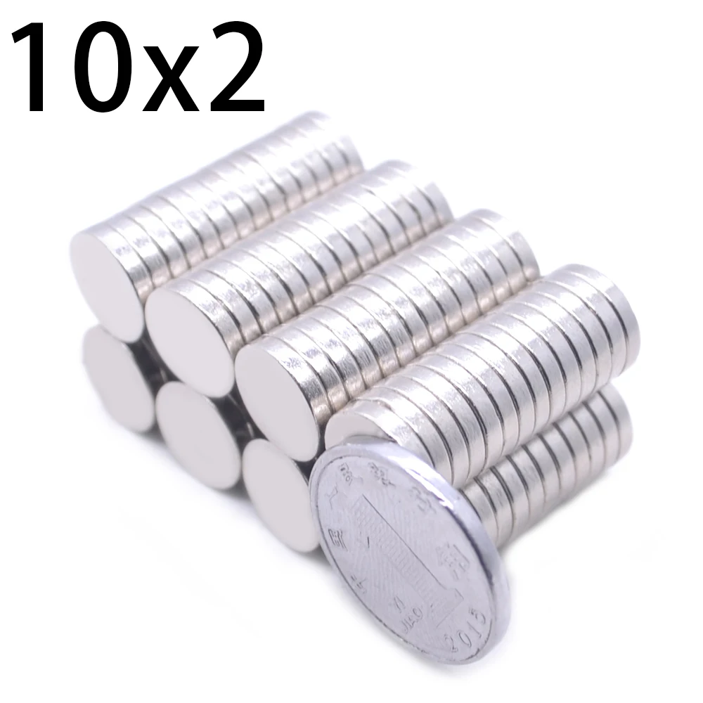 10/20/40/100 pces 10x2 Неодимовый измельчитель 10 мм x 2 n35 ndfeb Круглый супер мощный для