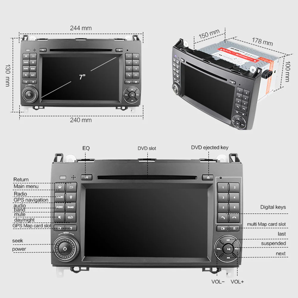 Eunavi TDA7851 Android 9 0 автомобильный DVD мультимедийный плеер для Mercedes Benz Sprinter W209 W169Viano Vito