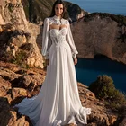 Платье Свадебное шифоновое с длинными рукавами-фонариками и открытой спиной