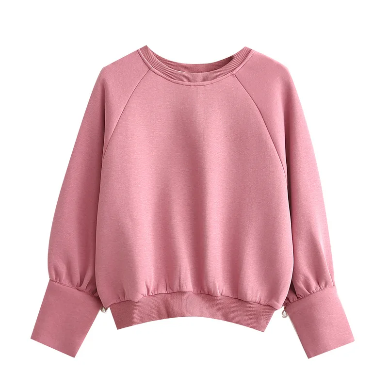 

Spring Autumn Korean Sweatshirts Women Solid Color Casual O Neck Long Sleeve Simple Loose Short Hoodies Student Harajuku Tops
