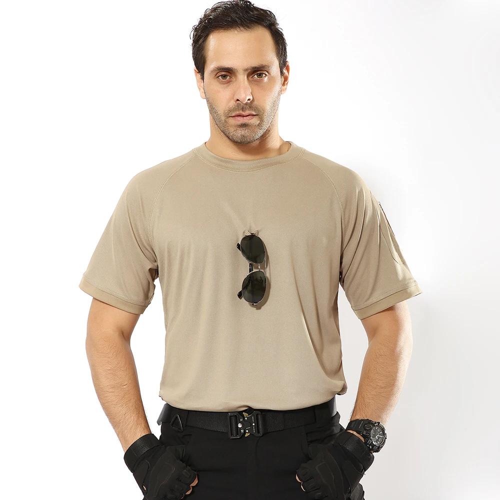 

Army Military Clothing Fashion Men Breathable Mens Short Sleeve Fitness T-shirt Gyms Tee Casual Summer Shirt Can Hang Glasses