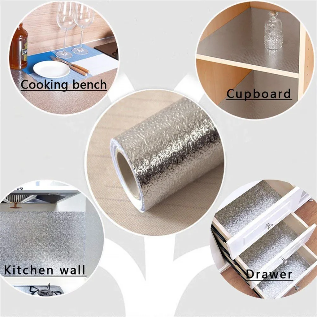 

Self-Adhesive Premium Aluminum Foil Wall Paper Backsplash Heat Oil Proof Waterproof Kitchen Wallpaper