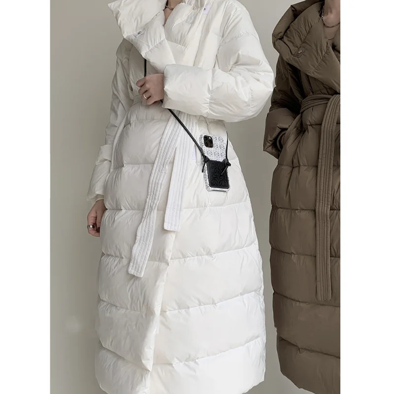 LUXUV Down Cotton Coat Women's Long Stand Collar Winter New Korean Version Of Bright Over-The-Knee Cotton-padded Jacket Chic