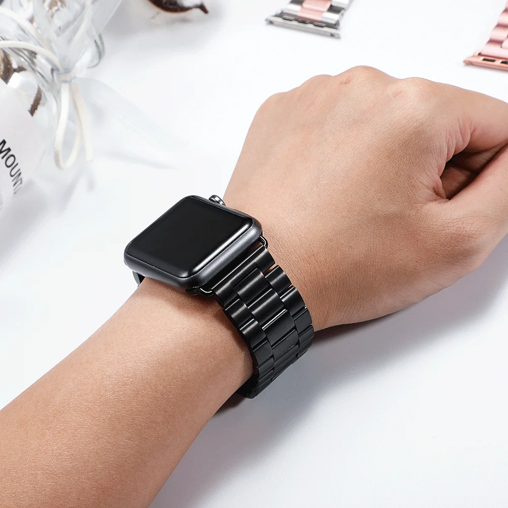 Хохлатая ремешок для Apple Watch 3 42 мм 38 мм для iwatch 3 2 1 из нержавеющей стали наручные часы группа Ссылка Браслет ремешок для часов Ремешок
