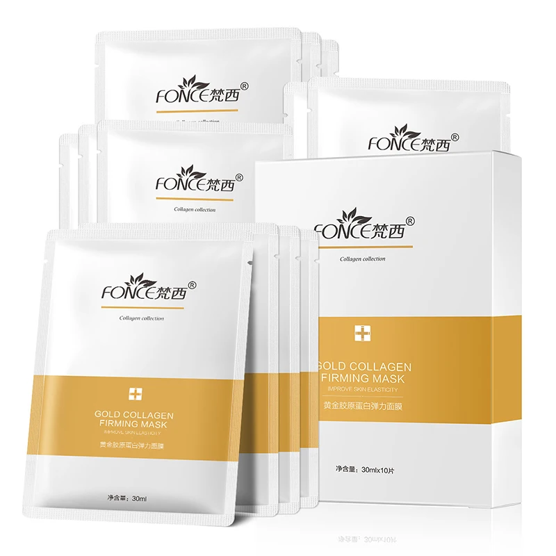 Gold Collagen Корейская коллагеновая маска для лица fance, 20 шт., увлажняющая, улучшает омоложение, туго выцветает, тонкие линии, отбеливание ярче кожи - Цвет: Gold Collagen