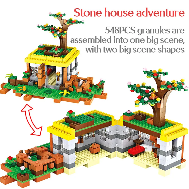 

1002PCS The Tree House Stone House Adventure Building Blocks Figures Village Toys For Children