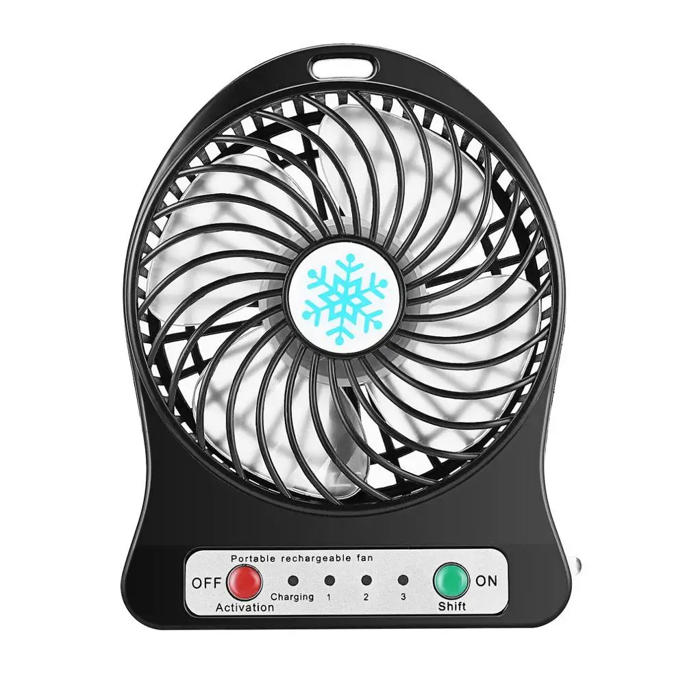 

Mini Portable Fan Usb Rechargeable Air Cooler 4-inch 3 Modes Speed LED Lighting Function Desktop Fan Student Fan