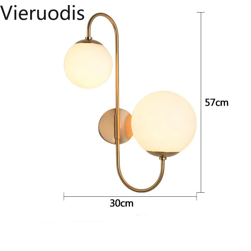 

Double Heads Gold Wall Lamp Modern Luxury Glass Ball Lights for Living Room Bedside Home Decor Loft Luminaire Lighting Fixture