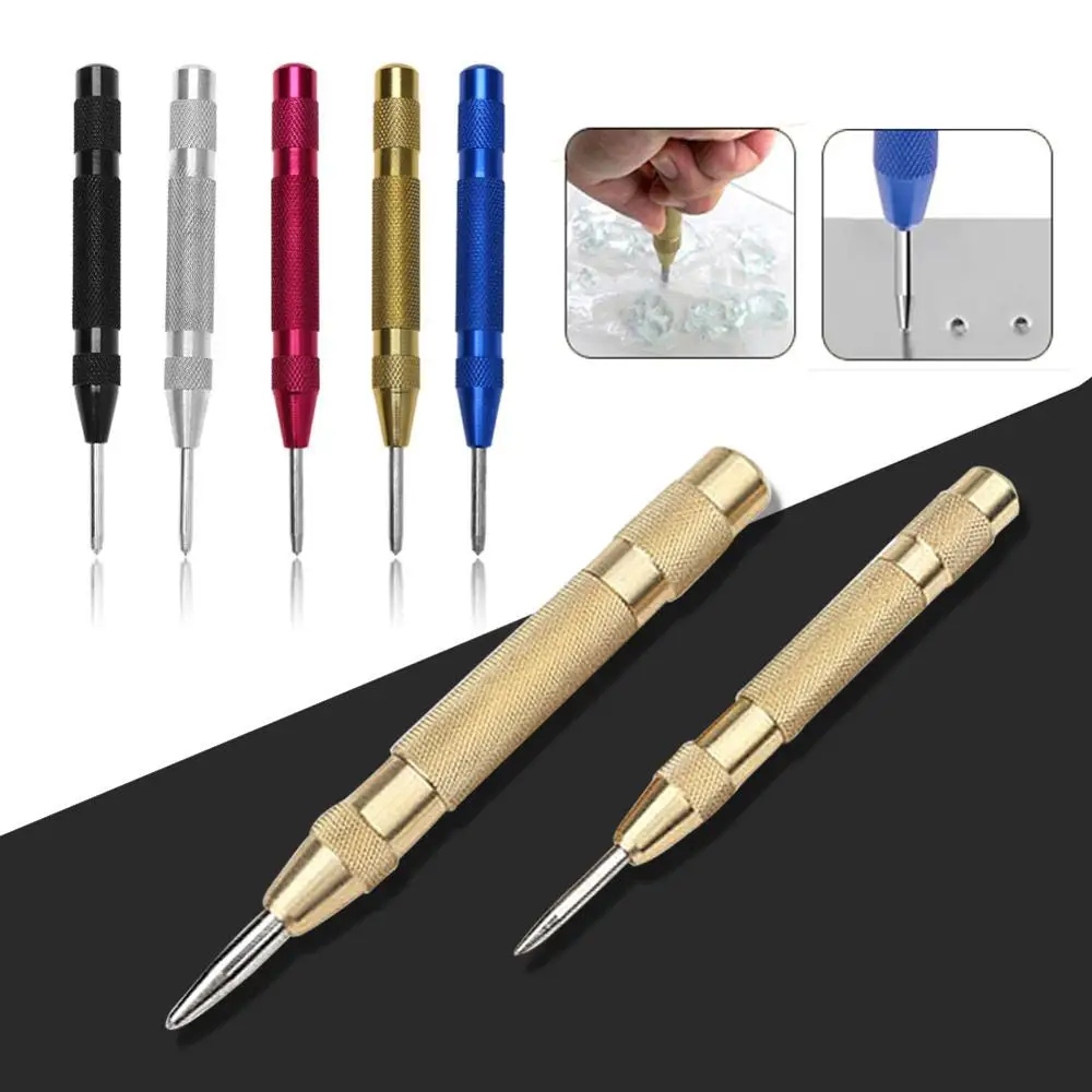 

New Arrival 5-inch Automatic Center Pin Spring Loaded Mark Center Punch Tool Wood indentation Mark Woodworking Tool Bit