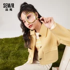 Женская шерстяная куртка SEMIR, короткая стильная модная куртка с небольшими запахами, с лацканами, зима 2020