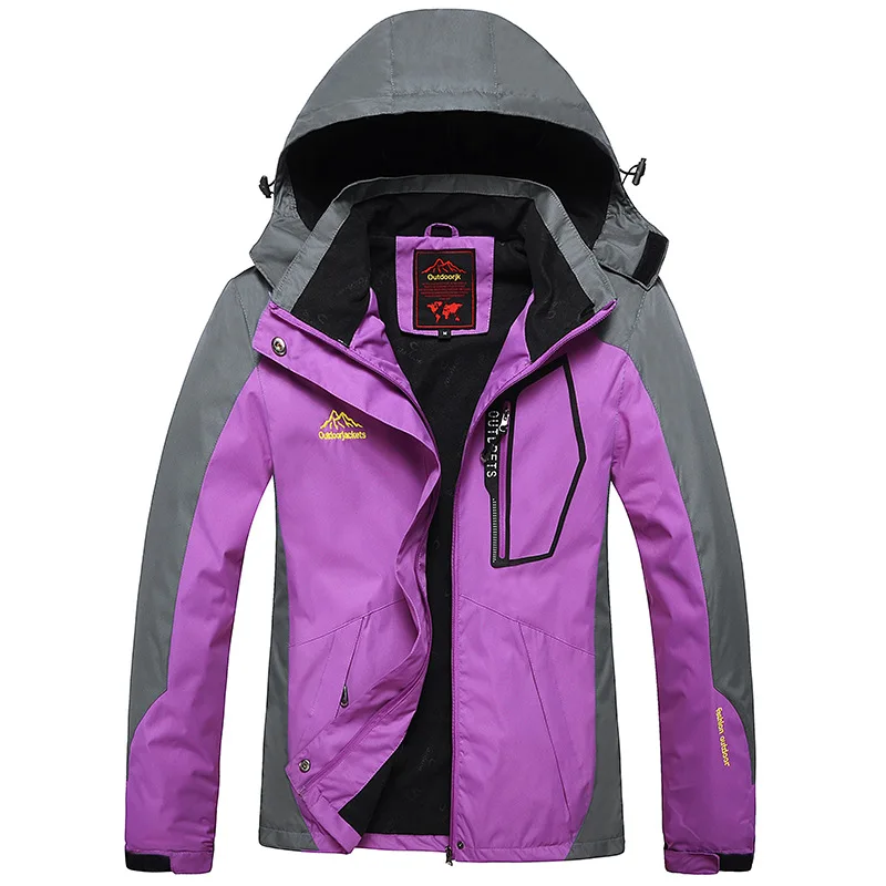 women purple Мужская зимняя куртка для походов на открытом воздухе, Мужская теплая ветровка, мужская спортивная куртка для кемпинга, катания на лыжах, водонепроницаемая ветрозащитная куртка - Цвет: women purple