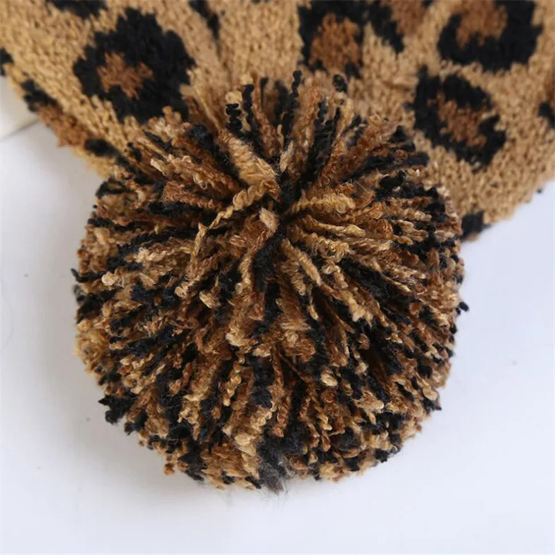 Новые шерстяные шапки Xthree с леопардовым принтом женская вязаная шапка меховым