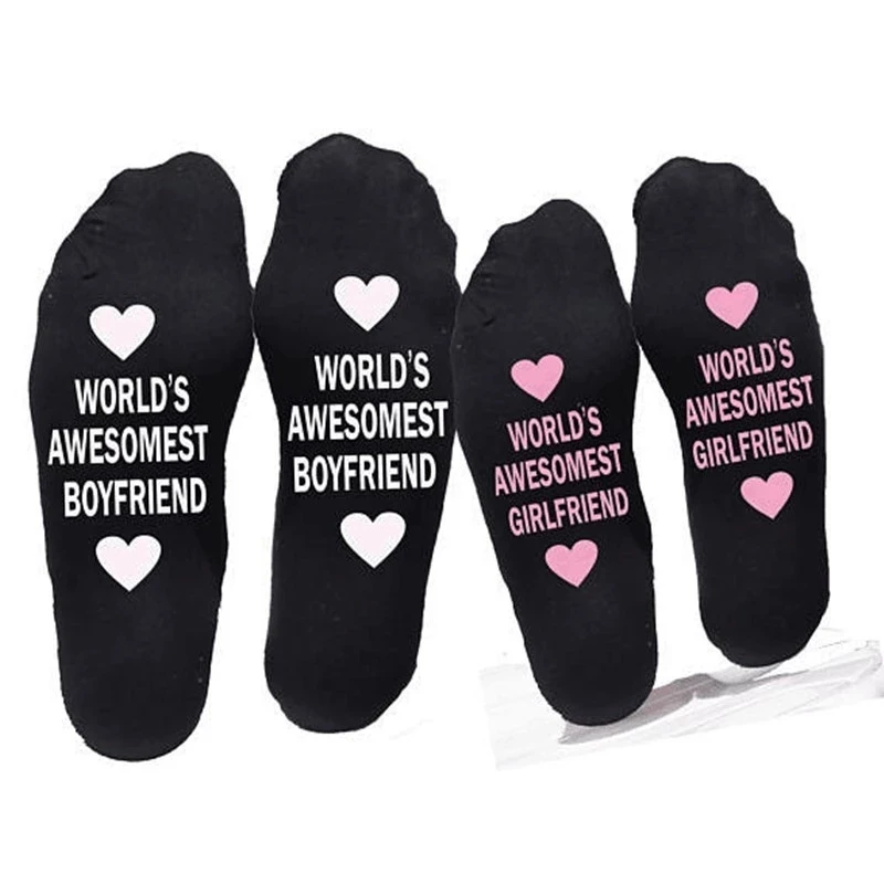 

1Pair Socks Valentines Day Gift for Boyfriend Girlfriend Cotton Lovers Socks Birthday Party Wedding Anniversary Gift Crew Socks