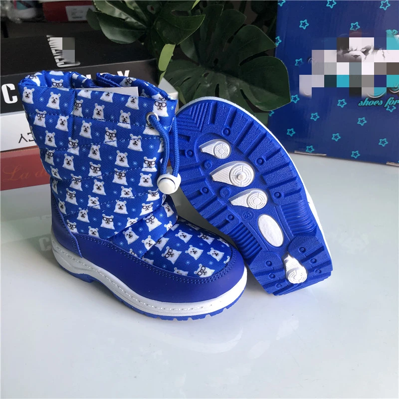 

Fashion 1pair Waterproof Ski Children Boot Boy Leather Winter Warm Wool Snow Boots, Kid Boot