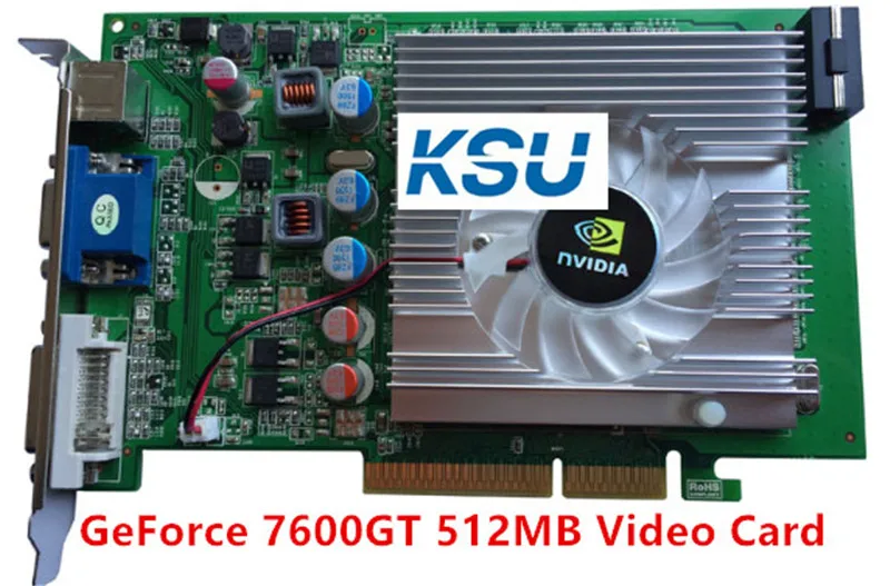Видеокарта для nVIDIA GeForce 7600GT 6600GT 6200 512 Мб DDR2 AGP 4X 8X VGA DVI|Компьютерные кабели и